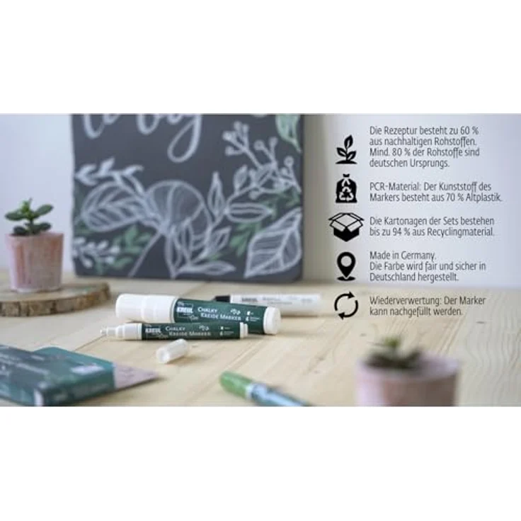 C. KREUL Kreidemarker Chalky, Filzstift mit 2-3mm Strichstärke, snow white – Bild 8