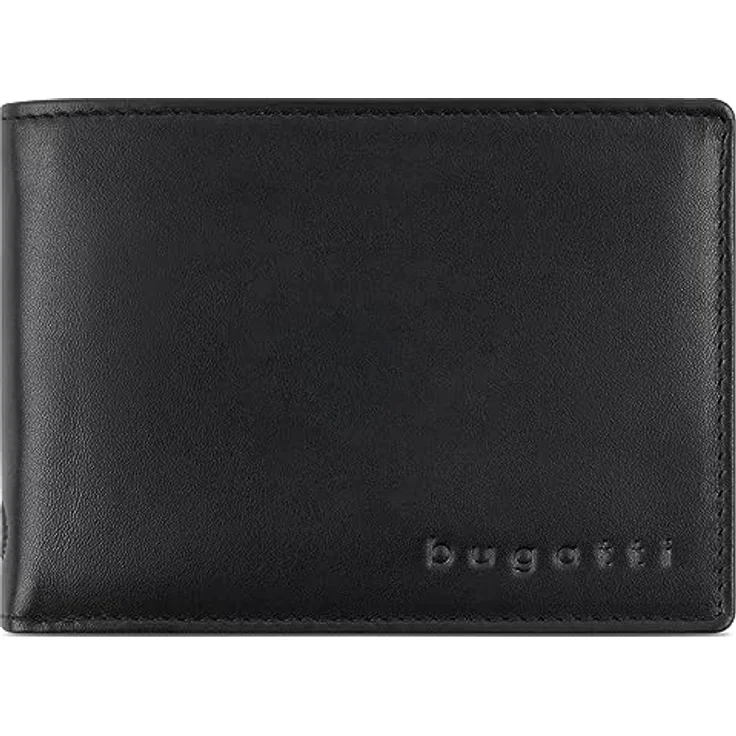 Bugatti Primo Geldbeutel Männer Leder - Geldbörse Herren Schwarz - Portmonaise Portemonnaie Portmonee Brieftasche Wallet Ledergeldbeutel – Bild 1
