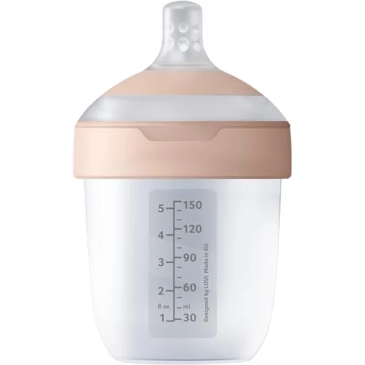 Innovative LOVI Mammafeel Antikolik-Flasche für Babys mit 0m+ Stillschnuller, stört den Saugreflex, 0% BPA (150 ml) – Bild 2
