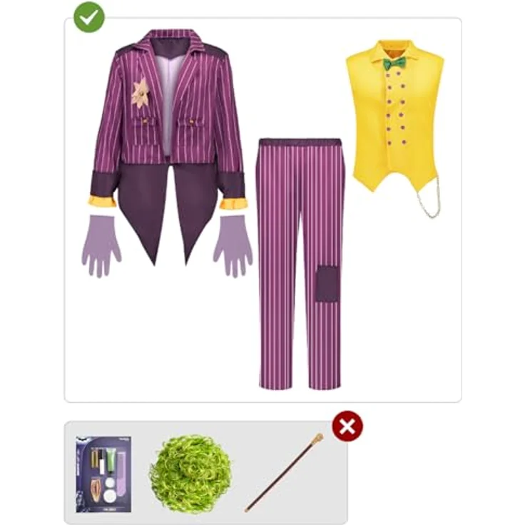 Funidelia Offizielles Joker Arkham City Kostüm für Herren, lila Anzug für Erwachsene, Größe S, Halloween- und Karnevalskostüm – Bild 2