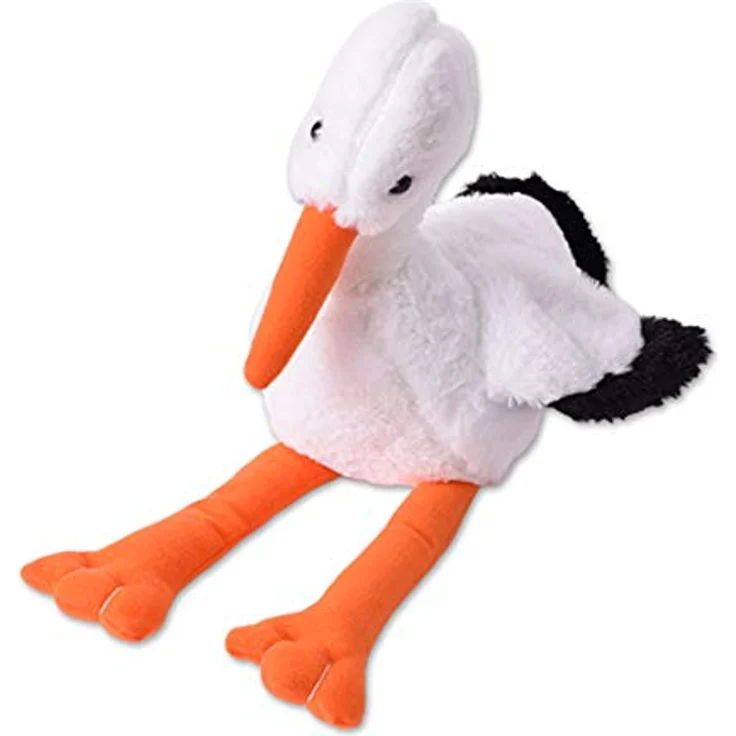 TE-Trend Storch Kuscheltier 38cm rosa mit flauschiger Decke, für Babys und werdende Eltern - Preisvergleich – Bild 4