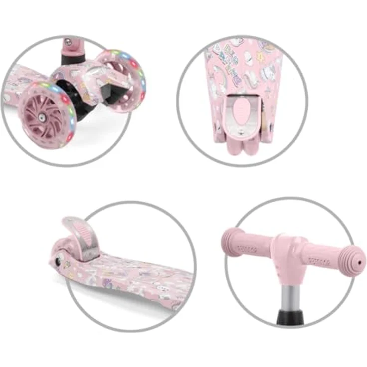COIL Kinderroller, Dreiradscooter, Tretroller, Dreirad-Balance-Roller, Cityroller, VENTO, ABEC-7-Lager, 3-stufige Lenkradverstellung, LED-Räder, Unicorn – Bild 6