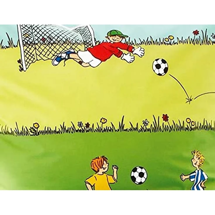 Bierbaum Jack by Biber Fußball Bettwäsche 135x200cm 2 TLG. Kinder Tor Grün Kinderbettwäsche – Bild 4