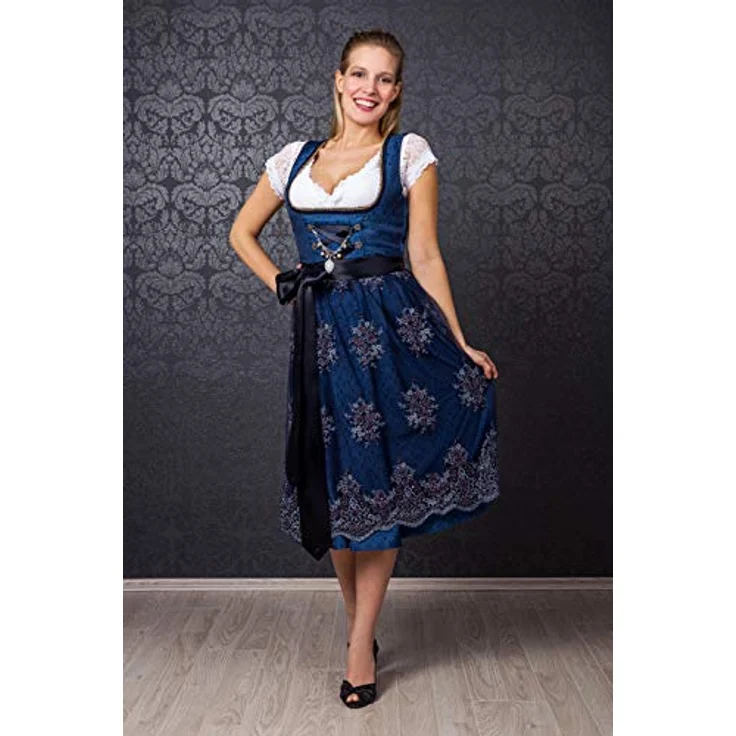 Edelnice Dirndl Josepha, Dirndlkleid in Midi Länge mit Perlen und Pailetten, bordeaux – Bild 7