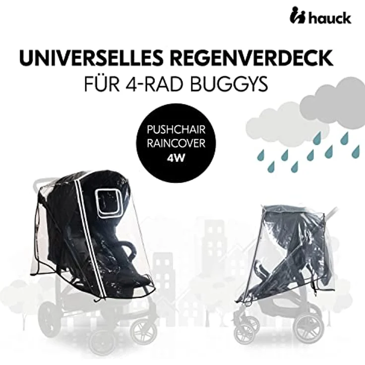 Hauck Universal Regenschutz Buggy Kinderwagen, Reflektierende Umrandung, Kontakt-Fenster, Gute Luftzirkulation, Einfache Befestigung, Kompatibel mit hauck Buggy, Transparent – Bild 3