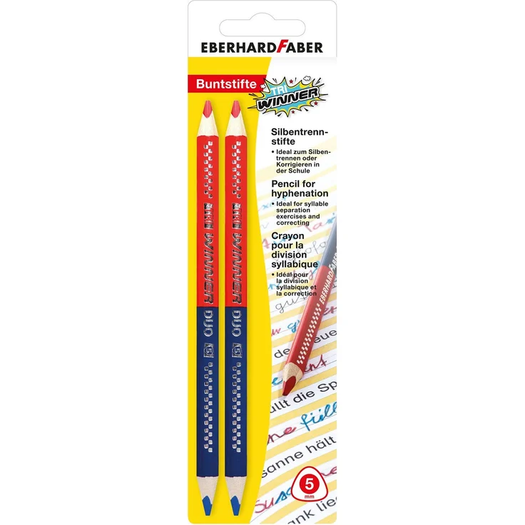 Eberhard Faber Buntstift 518495 Silbentrennstift TRI Winner 2er BK, Doppelender in blau und rot