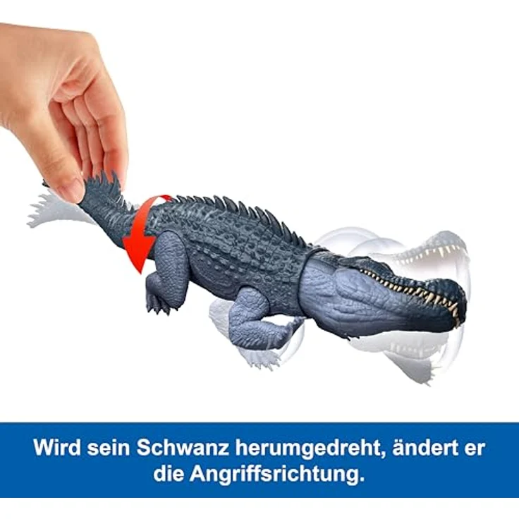 Mattel Jurassic World Gigantic Thrashers Purussaurus, 37 cm Actionfigur mit Schwanzangriffsbewegungen und kompatibler App-Funktion – Bild 5