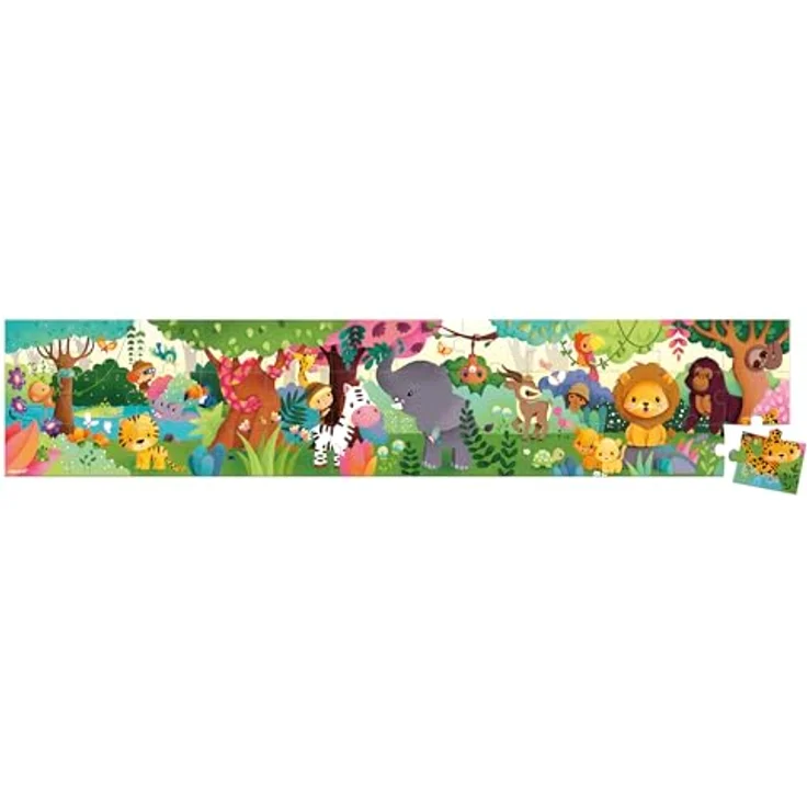 Janod - Puzzle Die Wildtiere - 36-teiliges Panoramapuzzle aus FSC-Pappe - Kinderpuzzle ab 4 Jahre, J02543 - Fördert Geduld und Konzentration – Bild 2
