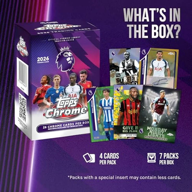 Topps 2026 Premier League Chrome Value Box, Sammelkarten mit glänzendem Chrome-Finish und beliebten Spielern – Bild 9