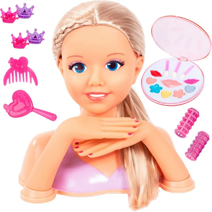 Bayer Frisier- & Schminkkopf, 25 cm, mit beweglichen Händen und Make-Up, Schminkkopf in liebevoller Gestaltung – Bild 1