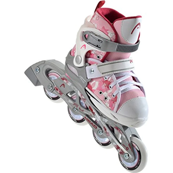 HEAD - Kinder Inlineskates verstellbar I 6 Größen I Rollerskates für Mädchen I ideal für Anfänger I komfortabel I mit Blumen-Design - Rosa/Weiß – Bild 2