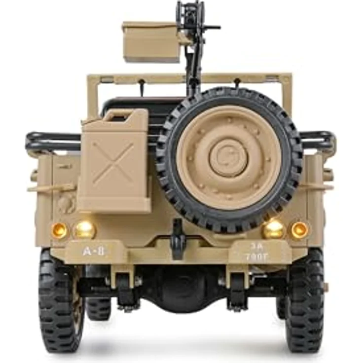 Amewi Ferngesteuerter Jeep Willys MB Scale Crawler 1:14 RTR, 4WD mit Seilwinde und LED-Beleuchtung, Sandfarben – Bild 4