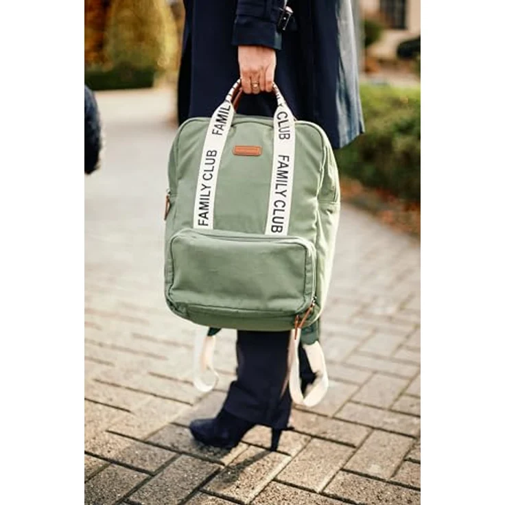 CHILDHOME Wickelrucksack Family Bag Club, Großes Fassungsvermögen, Multifunktional, 11 Fächer, Isotherm Taschen, Trolley-Koffer Durchgang, Kinderwagenbefestigung, 20,5L, Grün – Bild 5