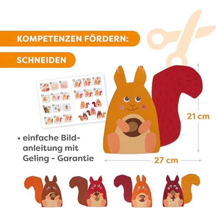Haba Kreativset 3er Bastelsets Erstes Basteln Herbst, mit Drachen, Eichhörnchen und Fuchsmotiv für Kinder – Bild 3