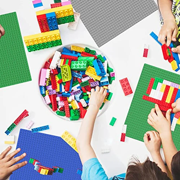 6 Kompatibel mit Bauplatte Lego Classic, Platten-Set Bauplatte Kompatibel mit Meisten Marken, Grundplatte,Grüne Blaue Graue Grundplatte,25. 5*25. 5cm – Bild 8