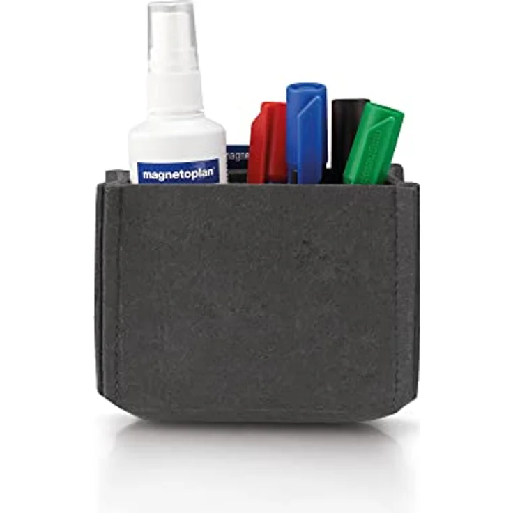 magnetoTray Stifteköcher Medium, 100x200x100 mm (TxBxH), magnethaftend, grau – Bild 3