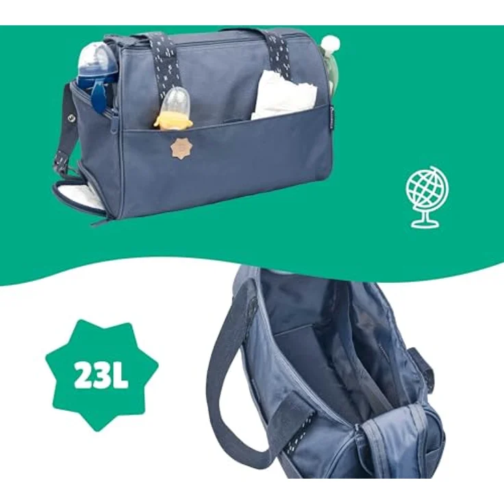 Badabulle Wickeltasche Pocketstyle Blau - Kinderwagentasche mit 23L Kapazität und Wickelzubehör – Bild 4