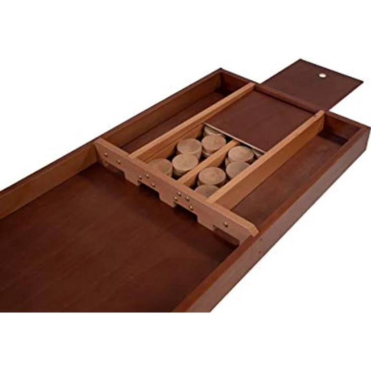 Engelhart Shuffleboard-Spiel deLuxe Ausgabe, strapazierfähiges Holz, klar lackierte Oberflächen, 30 Scheiben 200 x 41 cm – Bild 3