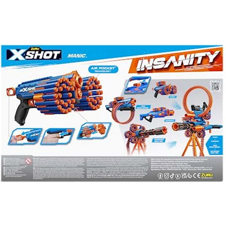 ZURU XShot Insanity Blaster Manic, Blaster mit 46 Darts Kapazität, schwarz – Bild 4
