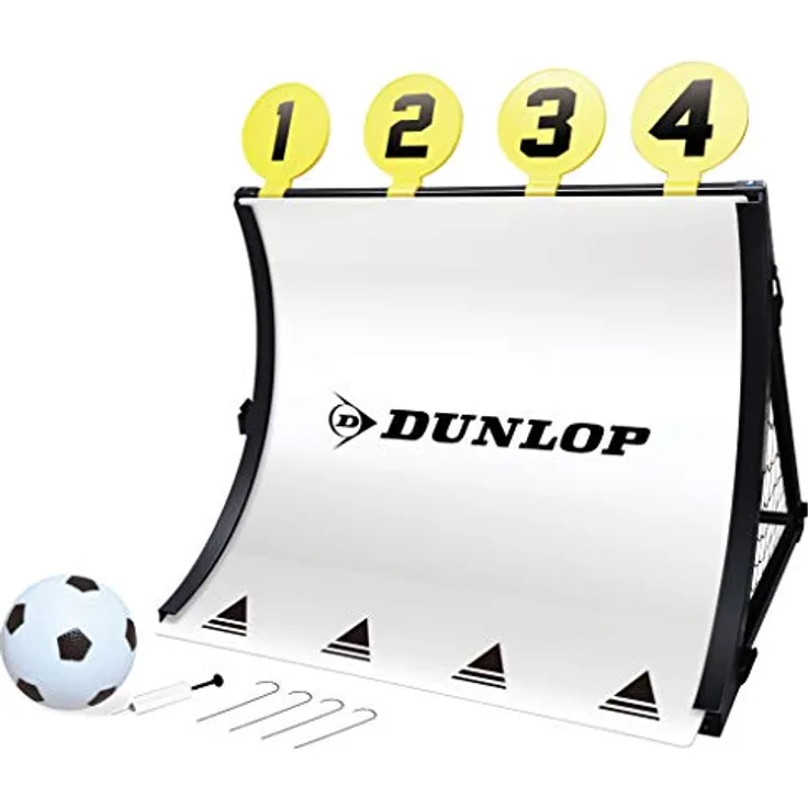 Dunlop Fußballtor - 4-in-1 - mit Fußball, Pumpe, Zielscheiben und Heringen - 78 x 75 x 58 Cm