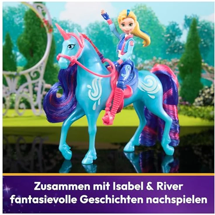 Spin Master Anziehpuppe Unicorn Academy - Small Doll & Unicorn - Isabel & River, ca. 11 cm groß, 7 Artikulationspunkte, mit seidiger Mähne und Schweif – Bild 5