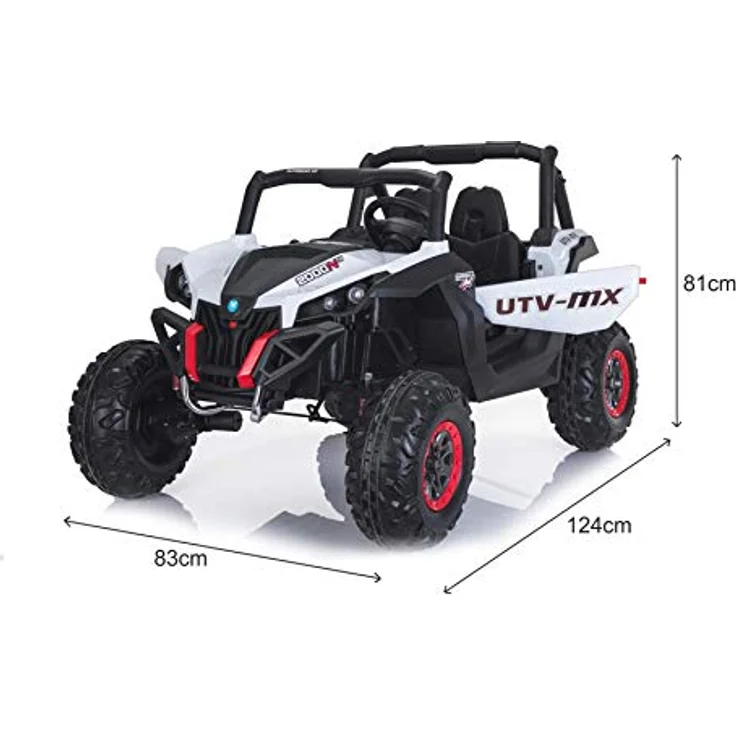 RIRICAR Buggy Kinder elektroauto 12V 2 Sitzer, NEU RSX Elektro Buggy für Kinder, Weiss, mit 2,4-GHz Fernbedienung, Allradantrieb, 2x12 V Batterie – Bild 4