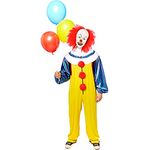 Amscan - Erwachsenenkostüm Clown, Jumpsuit, Kragen, Perücke mit Stirn, Horror-Clown, Killer, ES, Halloween