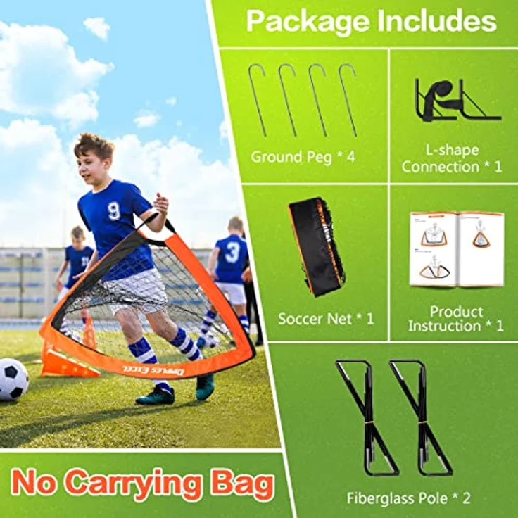 Dimples Excel Fussballtor Pop Up Fussballtore für Kinder Garten Fussball Tor Football Ball Tore x1, 4'×3' – Bild 2