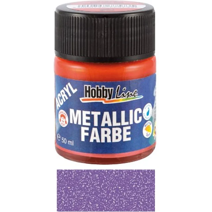KREUL 77576 Acryl Metallicfarbe, 50 ml in Metallic Violett, wasserbasierte, schnelltrocknende und wasserfeste Farbe mit Metalliceffekt – Bild 4