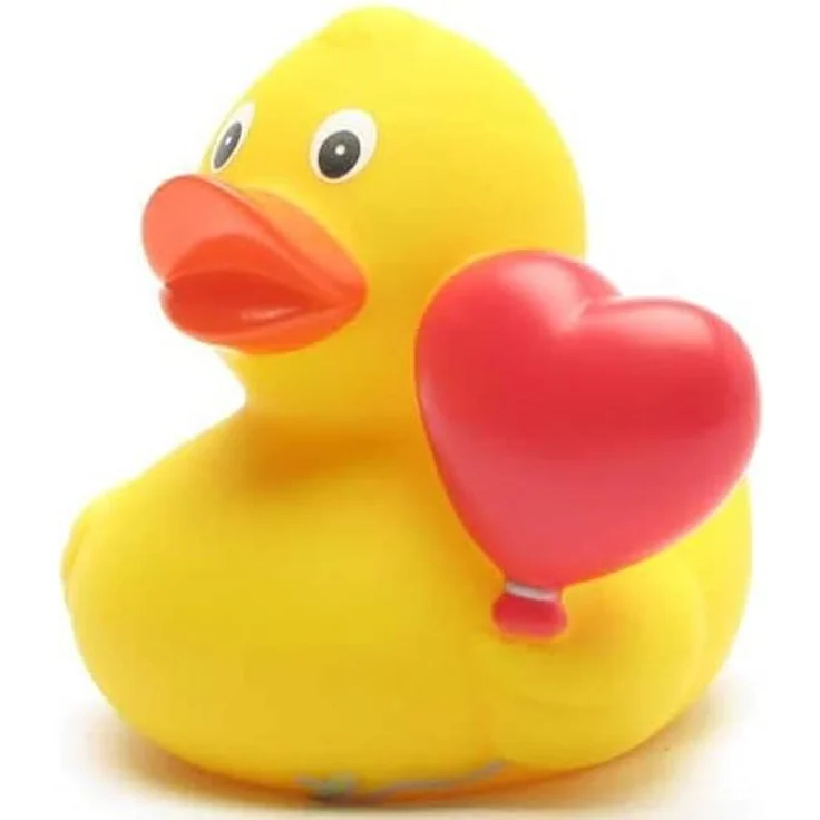 Duckshop Badeente - personalisierbar (Herzballon Ente) mit 10 Zeichen Wunschtext, 8 cm groß, Vinyl – Bild 3