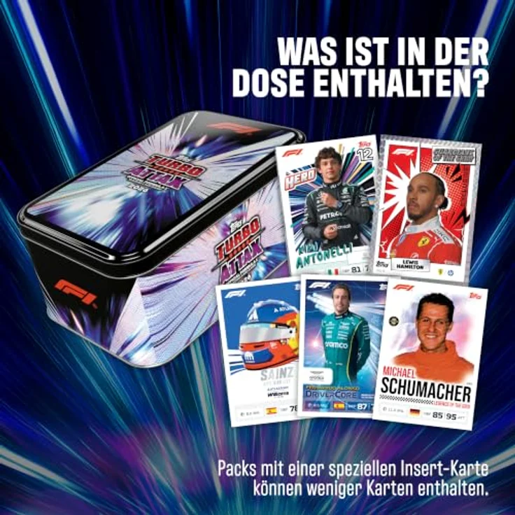 Topps 2026 Turbo Attax TCG - Formel 1 Super Tin, Sammeldose mit 72 Karten, inklusive 8 Limited-Edition-Karten und seltenen Relic-Karten – Bild 7