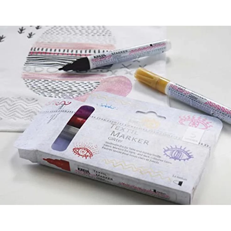 Kreul Textil Marker Glitter medium 5er Set – Bild 2