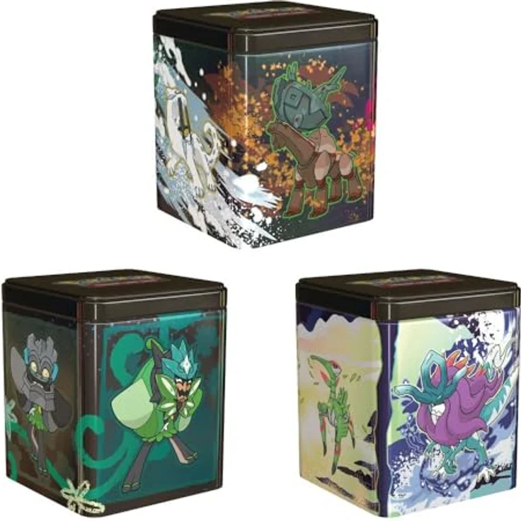 AMIGO Pokemon Tin Frühjahr 2025, Stapel-Tin-Box mit 3 Boosterpacks und 2 Stickerbögen – Bild 2