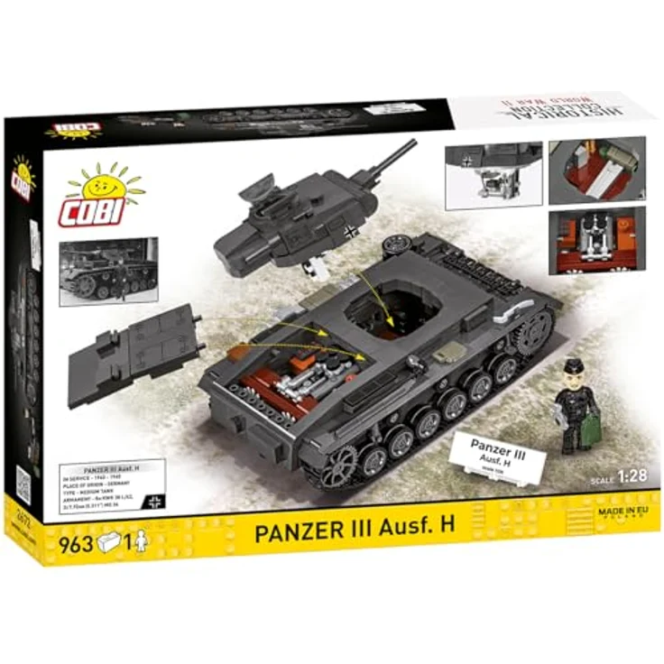 COBI Panzer III AUSF. H, Modellfahrzeug im Maßstab 1:28, Bausteine made in EU – Bild 3
