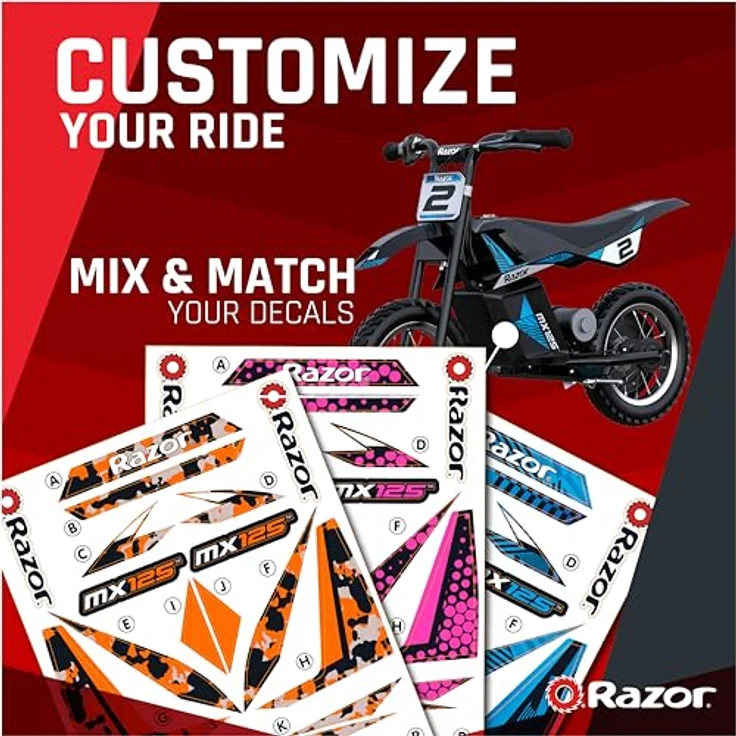 Razor MX125 Dirt Rocket, Kindermotocrosser mit 90 Watt Motor, schwarz – Bild 3