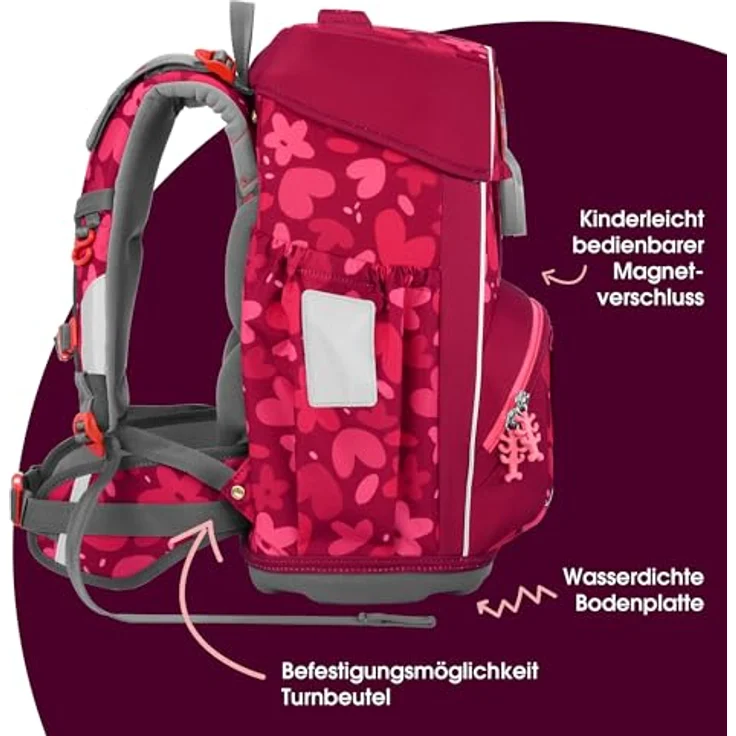 Step by Step Giant Schulranzen-Set „Wild Horse Nora“, 5-teilig, ergonomischer Ranzen mit Reflektoren, höhenverstellbar, rot, für Mädchen ab der 1. Klasse, 23 Liter – Bild 3