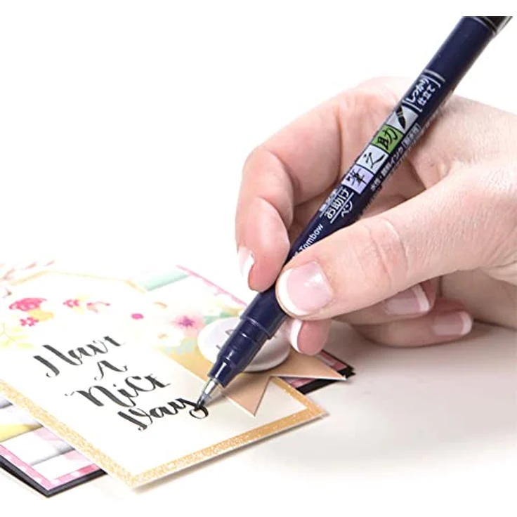 TOMBOW Fudenosuke, Filzstift mit weicher Spitze für Kalligraphie und Handlettering, schwarz – Bild 3