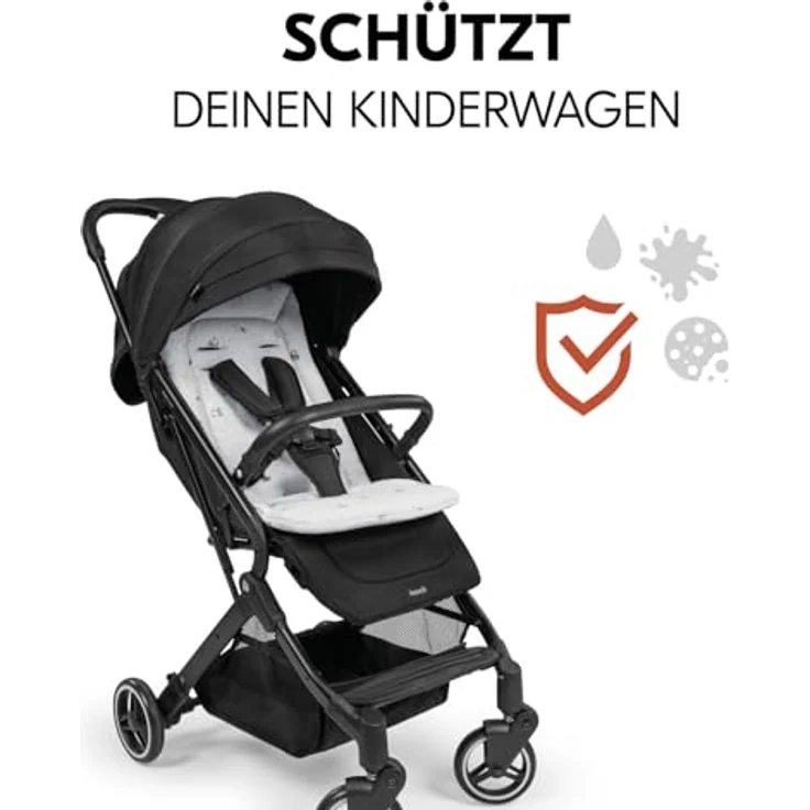 hauck Pushchair Seat Liner, Disney Mickey & Minnie Grey - Atmungsaktive Baumwoll-Sitzauflage 70 x 37 x 3 cm für Buggys und Kinderwagen - Mit 5 Punkt Gurt Fixierung und pflegeleichtem Design – Bild 4