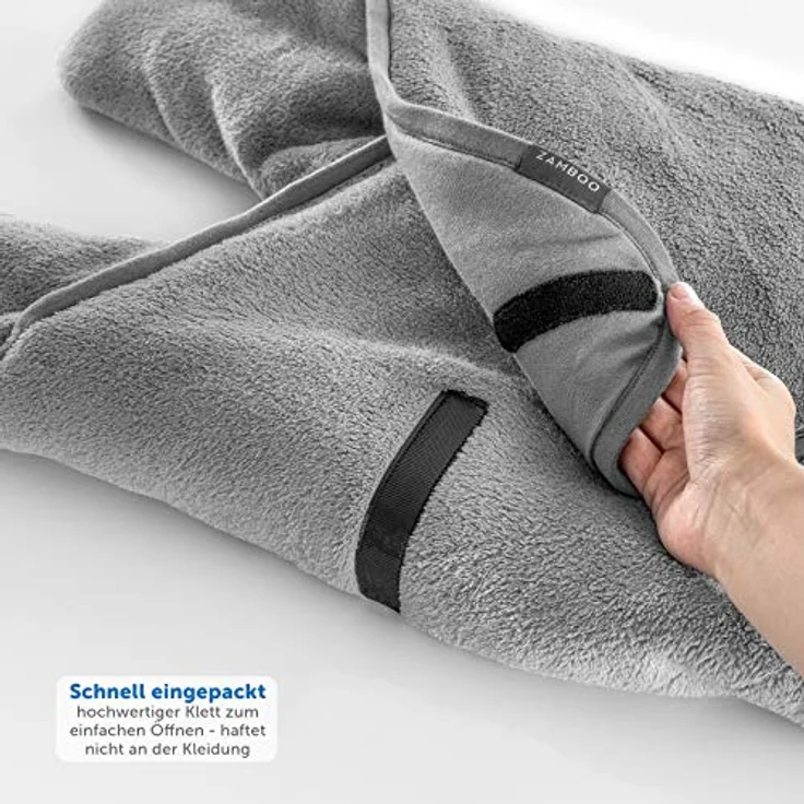 Zamboo Baby Einschlagdecke mit Füßen - Winter - gefütterte Decke für Babyschalen/Autositze (passend für Maxi-Cosi, Cybex, Römer) und Kinderwagen, mit Kapuze und Tasche - Grau – Bild 7