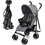 Kinderkraft TIK Liegebuggy, Sportwagen mit Drehbaren Vorderrädern, stufenlos verstellbarer Rückenlehne und verstellbarem Griff, Leichtgewicht 6,5kg, grau