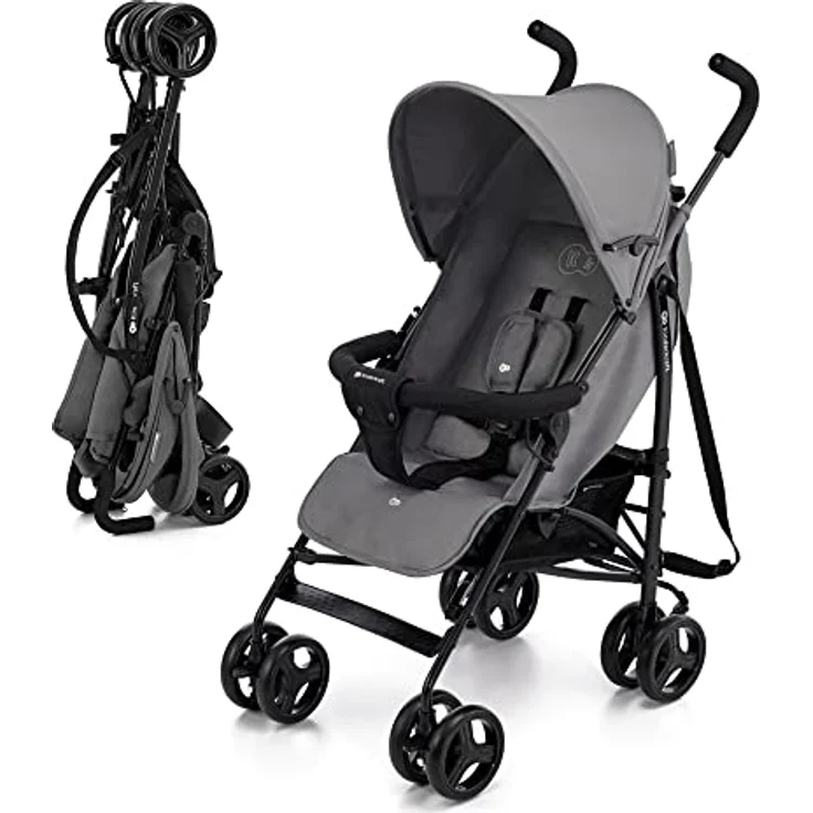 Kinderkraft TIK Liegebuggy, Sportwagen mit Drehbaren Vorderrädern, stufenlos verstellbarer Rückenlehne und verstellbarem Griff, Leichtgewicht 6,5kg, grau – Bild 1
