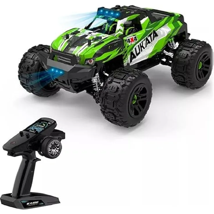 COIL RC-Buggy - Ferngesteuertes 4x4 Allrad Geländewagen, 1:18 Maßstab, 36 km/h Hochgeschwindigkeits-Offroad-Rennauto, 2,4 GHz, Robustes Spielzeugauto mit LED-Lichtern- Grün