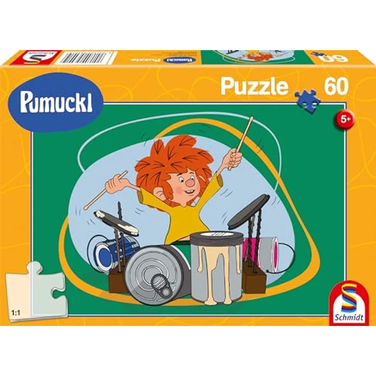 Schmidt Spiele 56491 Pumuckl spielt Schlagzeug, 60 Teile Kinderpuzzle, bunt – Bild 1