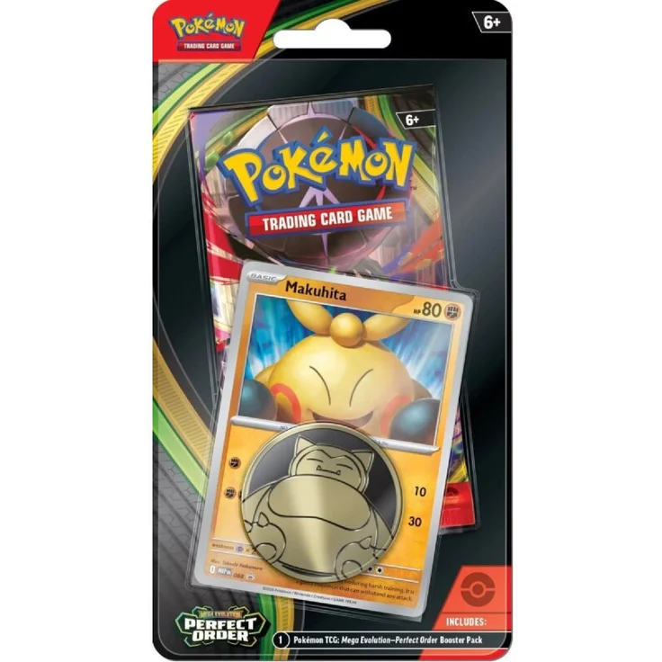 The Pokemon Company Pokémon Perfect Order Blister Pack mit Makuhita Promokarte und Sammlermünze, Englisch