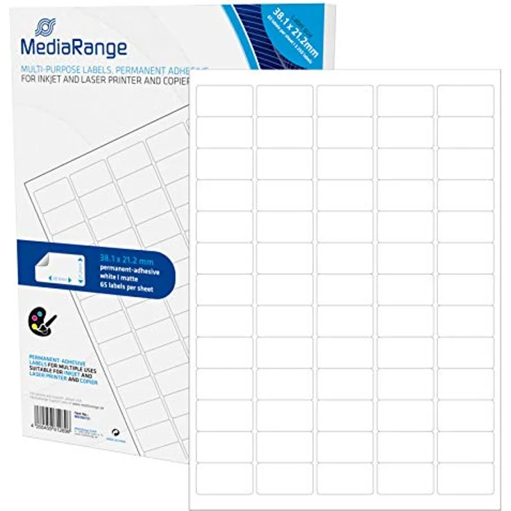 MediaRange Universal-Etiketten, stark haftend, 38.1x21.2mm, weiß, 3.250 Etiketten – Bild 2