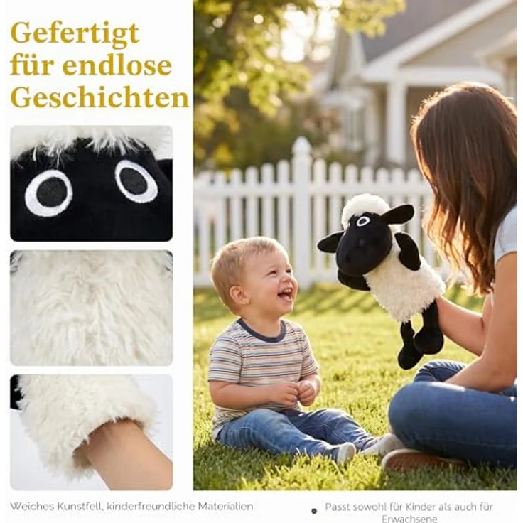 LOMTRATS Tier-Handpuppen Set, 4-teilig inklusive Wolf, Tiger, Löwe, Affe, perfekt für Geschichtenerzählen und Vorschule, ca. 30 cm groß, aus PP-Baumwolle – Bild 4