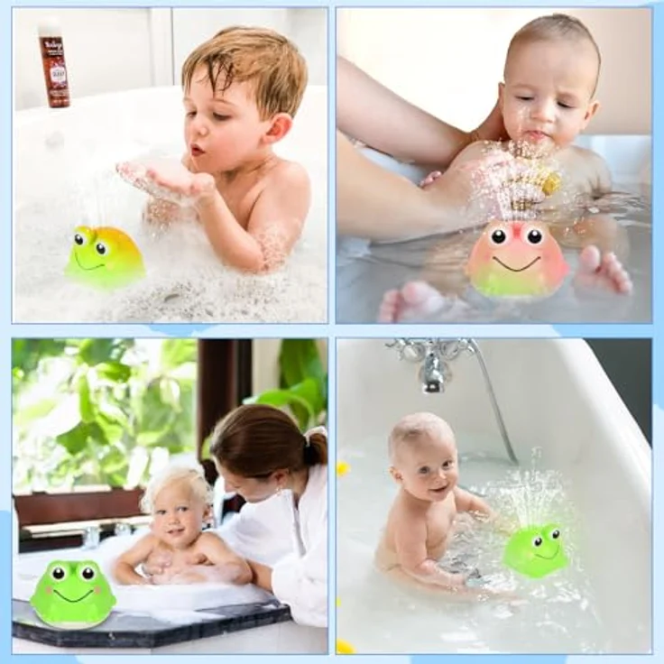 Withosent Frosch Spray Badewannenspielzeug, Automatisches Wasserspielzeug mit LED-Lichtern, Sicheres und Wiederaufladbares Badespielzeug für Babys ab 1 Jahr – Bild 5