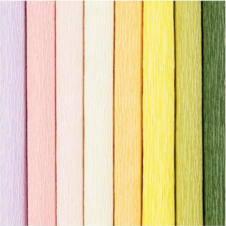 Creotime Kreativset Krepppapier Bastelset 25x60cm, 8 Rollen mit 180% Kreppanteil für Papierblumen und Dekorationen, knitterfriedliche Oberfläche – Bild 3