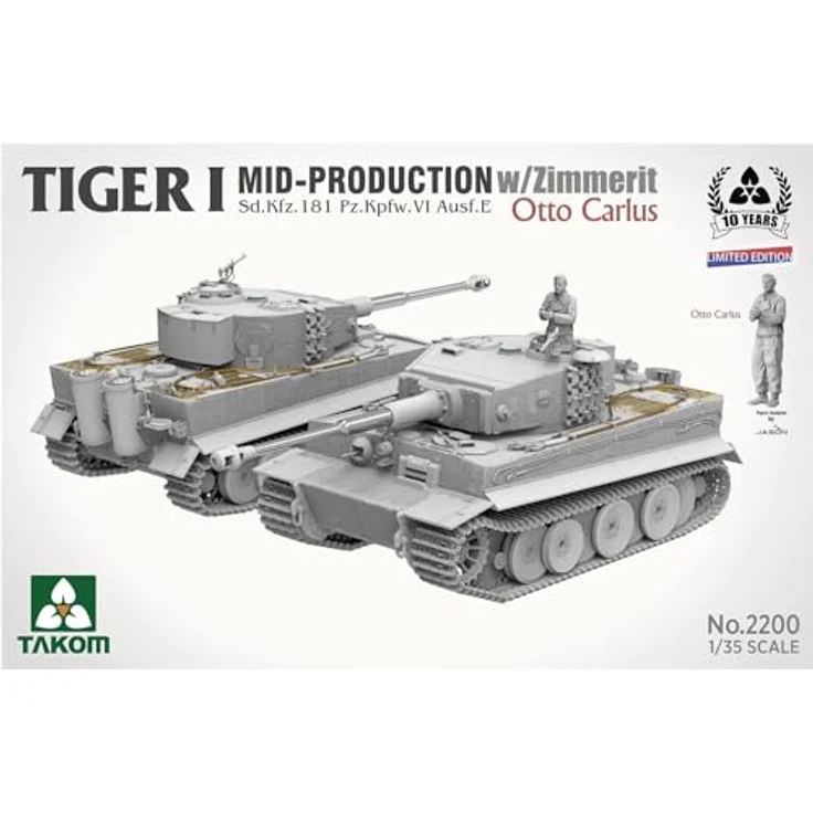 Takom Tiger I Mid-Production w/Zimmerit Sd.Kfz.181, Modellfahrzeug Otto Carius (limitierte Auflage) – Bild 2