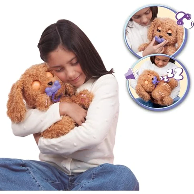 IMC TOYS Baby Paws Interaktiver Labradoodle, Kuscheltier mit flauschigem Lockenfell, inkl. Schnuller, Fläschchen und Tragebeutel, ab 18 Monaten geeignet – Bild 9